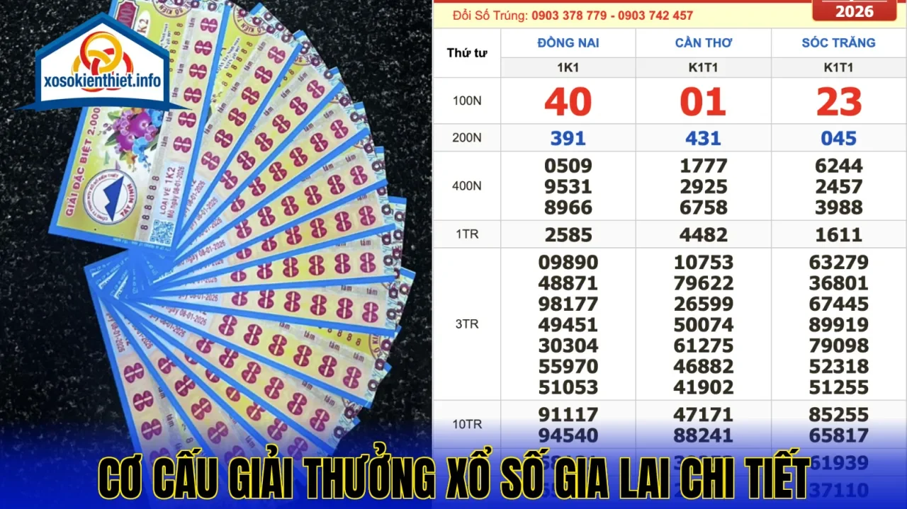 Cơ cấu giải thưởng xổ số Gia Lai chi tiết